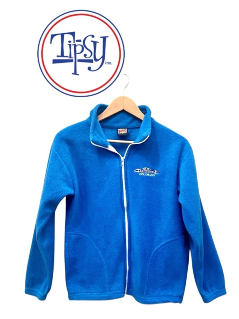 TIPSY Estes Park Colorado Blue Fleece Jacket Warm School Outdoor Ski Snow Kid XL